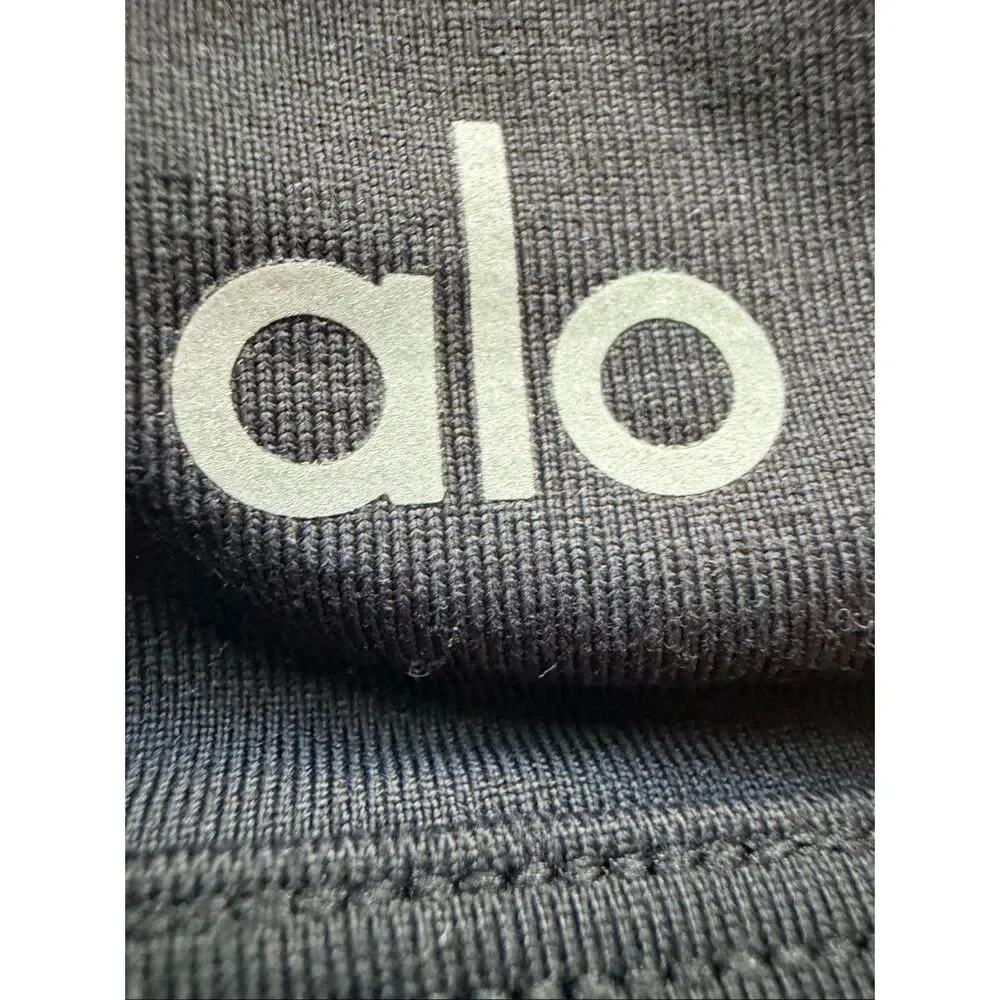 Alo Yoga Black Ribbed Cropped Tank Top Athletic Studio Wear Women Size Small